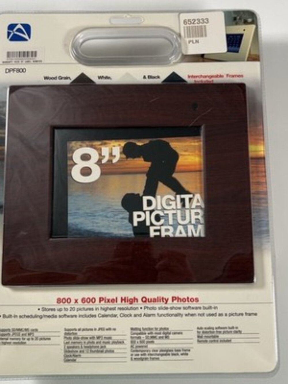 VTG Audiovox 8" Woodgrain Digital Interchangeable Picture Frame DPF800